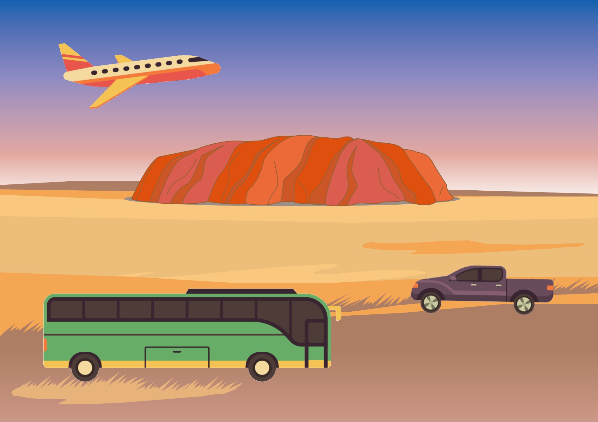 uluru by car bus or plane